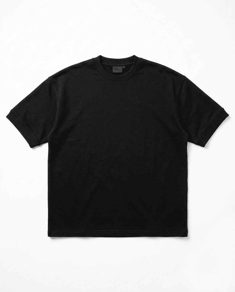 Drop shoulder streetwear contract stitching flat lay front view